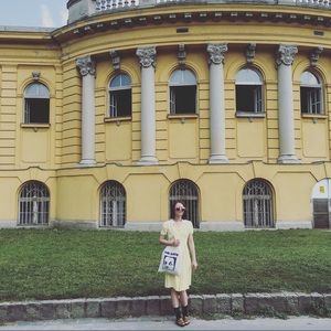 40s yellow rayon swing day dress